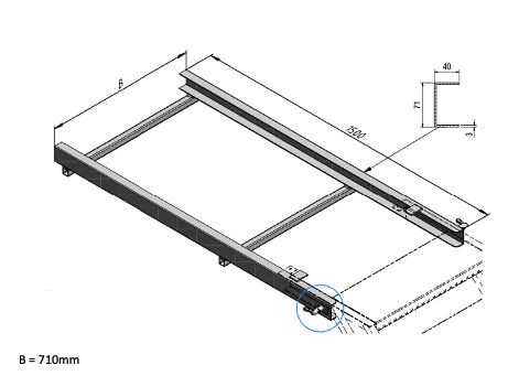 PWP schuifframe 1500 x 710 mm (LxB) - voor uittrekbare trap