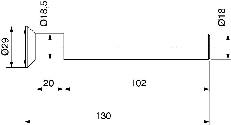 Rhiwa Quality sluitpin Ø 18 mm - voor opbouwsluiting zijbord 15097500DX / 15097500SX 