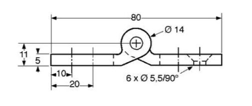 Pommier door hinge 80 x 40 x 5 mm (WxLxT) - zinc-plated pin Ø 7 mm - aluminum