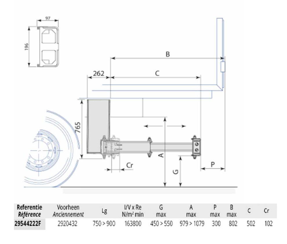 Pommier bumper XPAND P42F - hydraulic horizontal retractable - 502 mm - R58-03