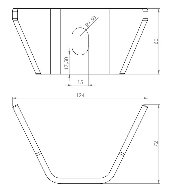 Rhiwa Quality chassis bracket 124 x 60 x 72 mm - plain steel