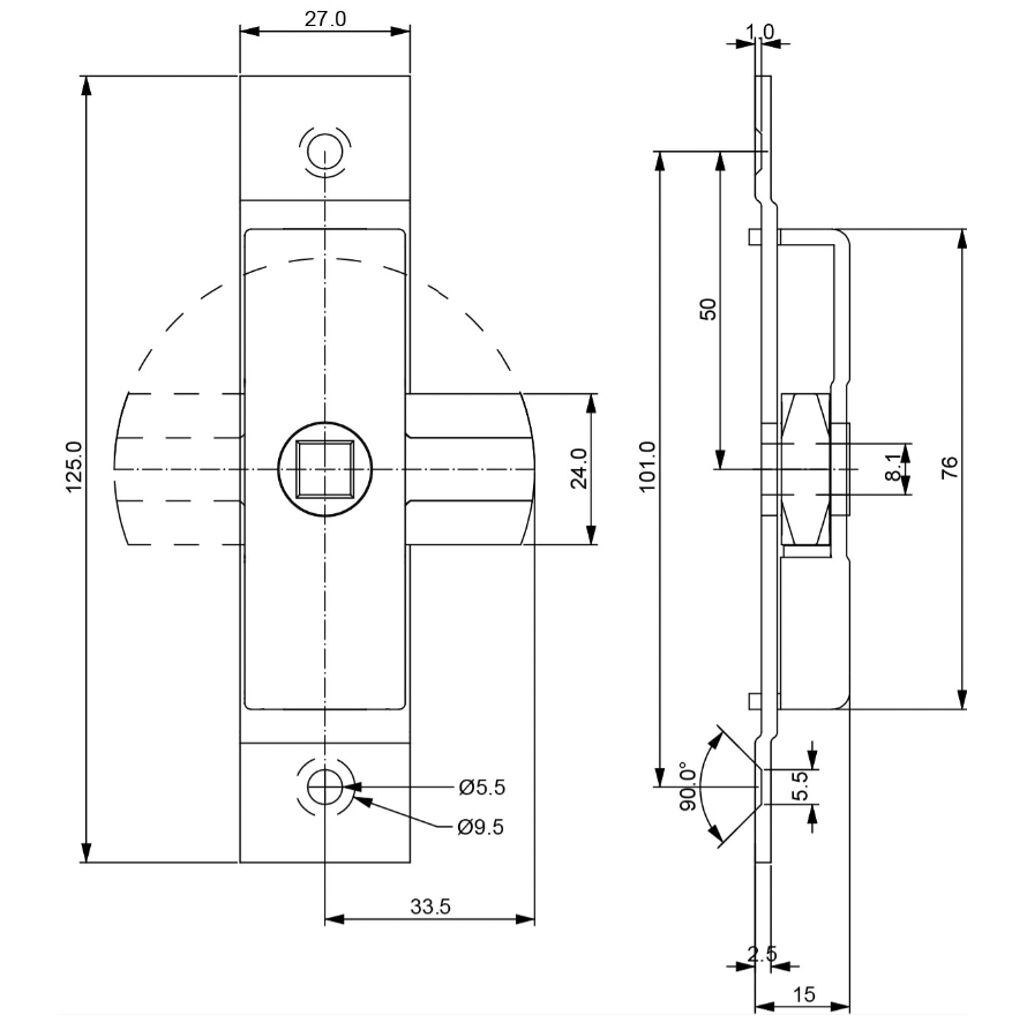 Rhiwa Quality budget latch - 27 x 125 mm - zinc-plated