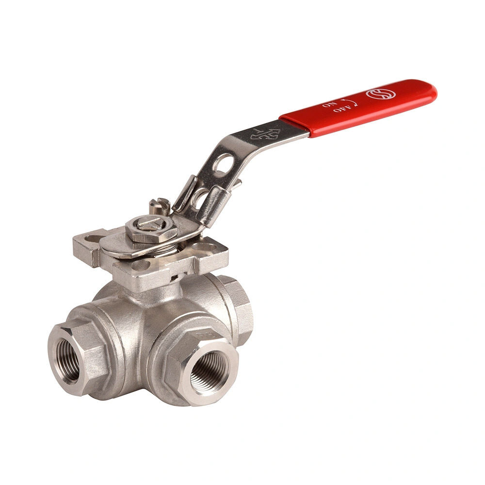 Sferaco ball valve stainless steel 780 2 piece body 3/8" npt bi/bi/bi PN40 3 way L-port