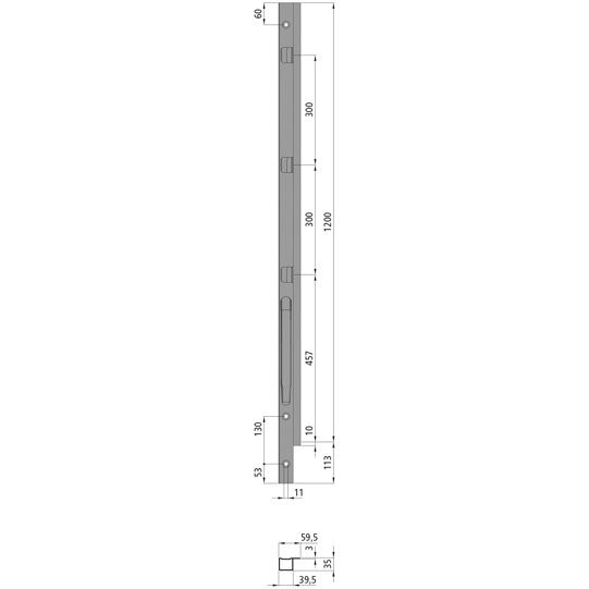 Kinnegrip k20 montant avant - 1200 mm - gauche - version à vis - microZINQ® 5