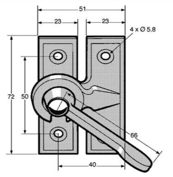 Pommier overvalsluiting - 72 x 51 mm - links - verchroomd
