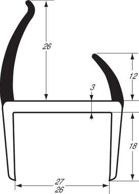 Pommier container door profile 27 mm - grey/black - 5 meter