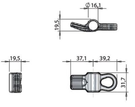 Pommier nokstuk - voor sluiting Ø 16 mm - RVS