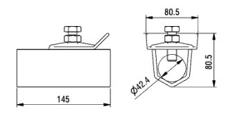 PWP mounting tube support bracket - for support 1400002/14000047 - weldable - plain steel