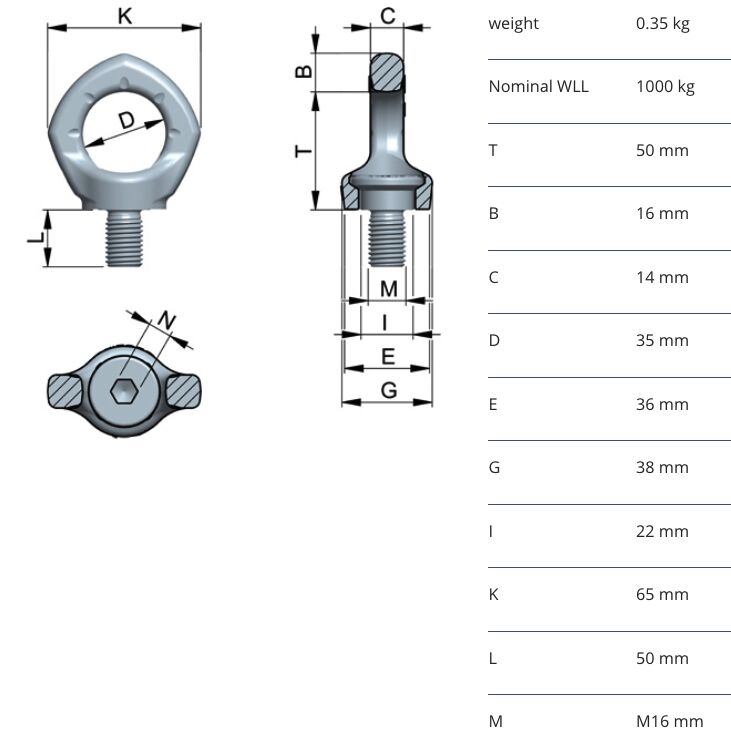 RUD oogbout Inox-Star® - M16 - L=50 mm