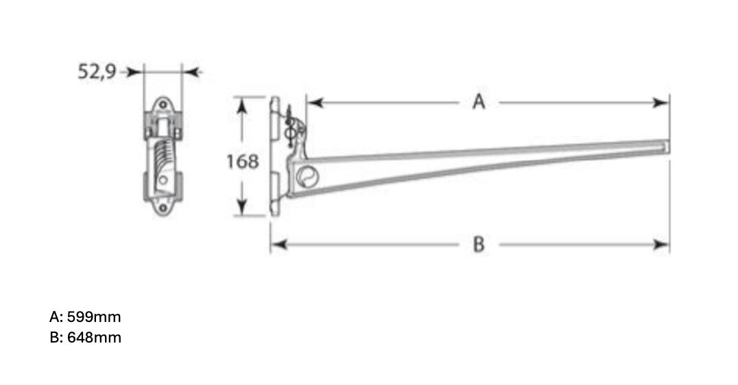 Pommier shelf support - multi position - with blocking - 600 mm long