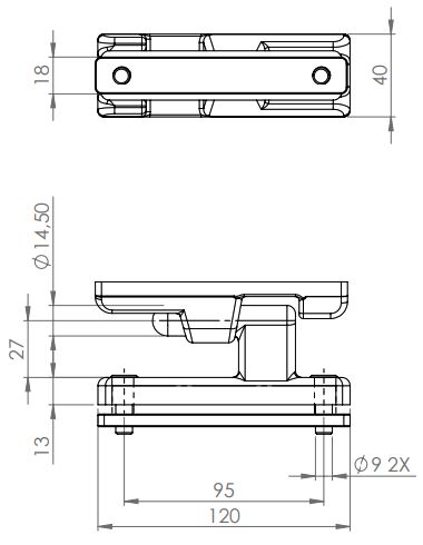 Rhiwa Quality side board hinge set 120 x 40 mm