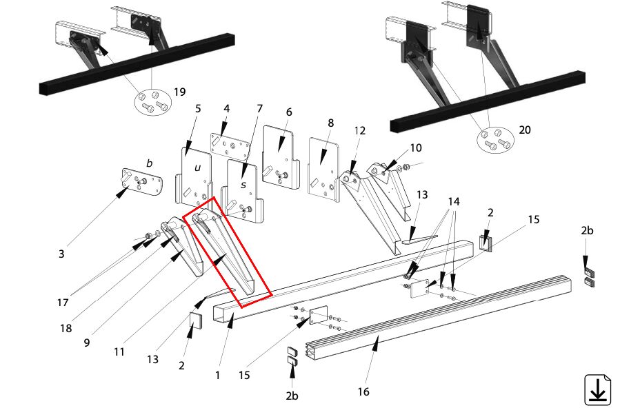 Pommier arm long left - for bumper 2909412-17 - R58-02