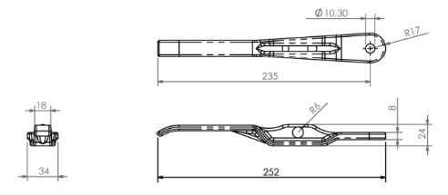 Pommier handle straight - for locking Ø 22 mm - zinc-plated