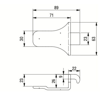 PWP screw-on hook - with angle - for eccentric lock - HDG