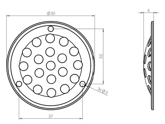 Rhiwa Quality ventilatierooster Ø 50 mm - aluminium