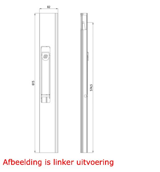 Rhiwa Quality side board closure - right - length 615 mm - aluminum
