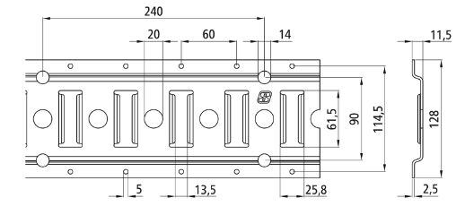 Rhiwa Quality anchor rail - slit-hole-slit Ø 20 mm - 3000 mm - zinc-plated
