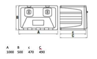 LAGO coffre à outils Black Dog - 1000 x 500 x 470 mm (LxHxP) - plastique