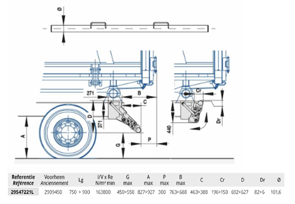 Pommier bumper XLIFT P721L - hydraulic lifting - type vehicle G - R58-03