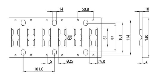 Rhiwa Quality rail d'ancrage combiné - trou Ø 25 mm - 3048 mm - encastrable - acrylique inoxydable