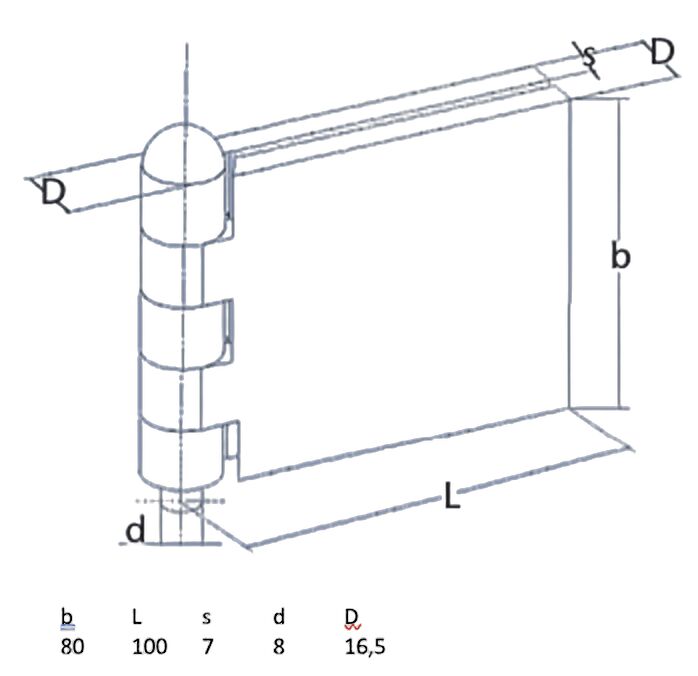 Rhiwa Quality portierscharnier 80 x 100 x 7 mm (BxLxD) - pen Ø 8 mm - blank staal