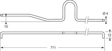 Pommier tige - 711 mm de long - gauche - pour fermeture à la porte - plus inoxydable