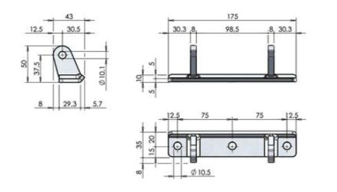Pommier scharnierbok - schroefbaar - voor scharnierbreedte 98 mm - verzinkt