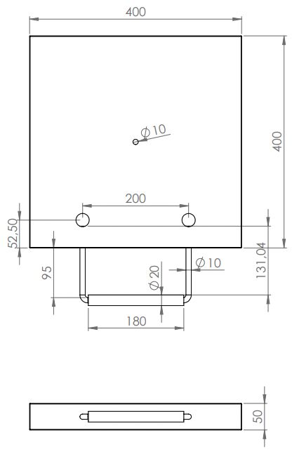 Rhiwa Quality plaque de frappe 400 x 400 x 50 mm