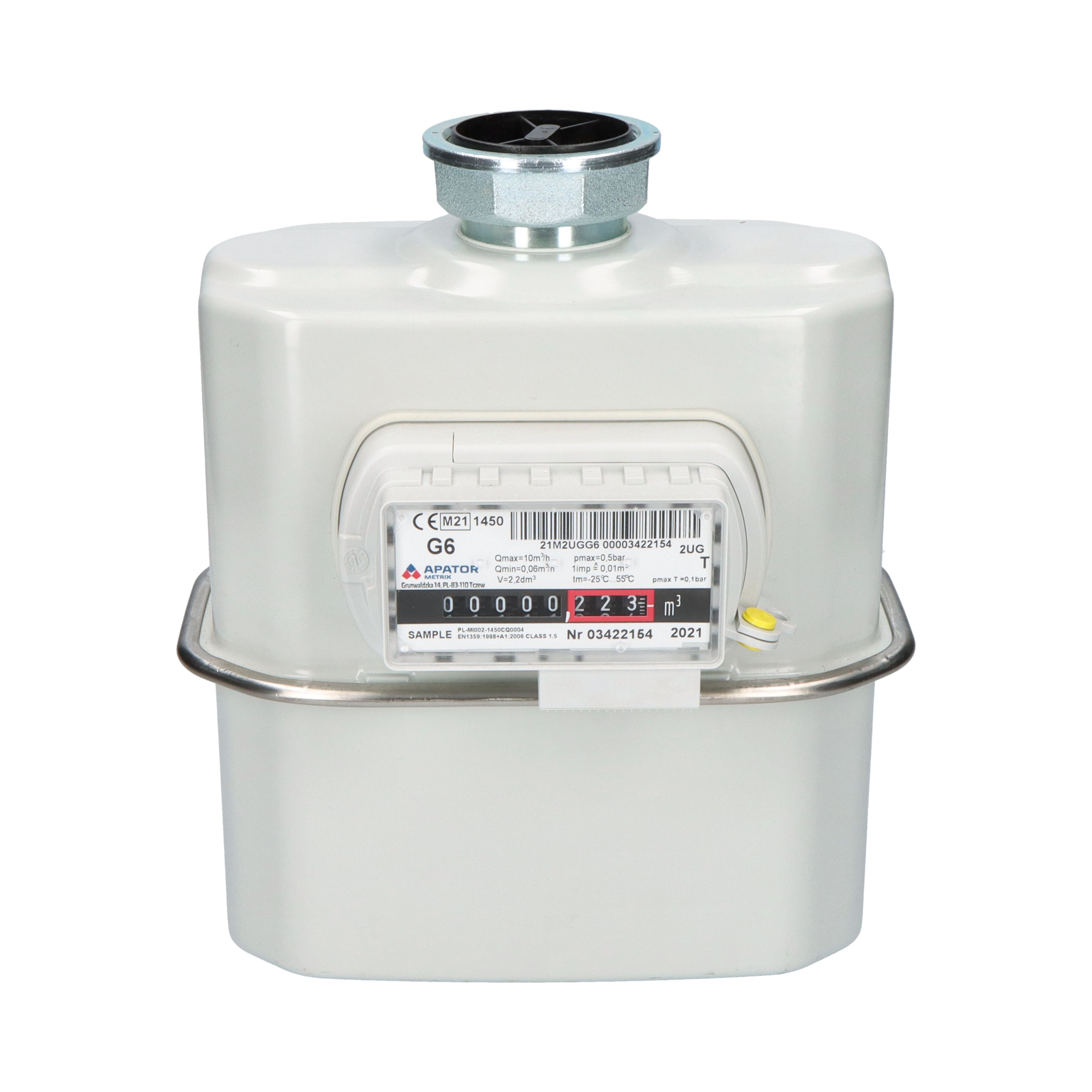 Apator diaphragm gas meter 2UG G6 2,2l 1-pipe