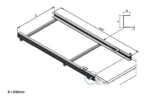 PWP schuifframe 1500 x 830 mm (LxB) - voor uittrekbare trap