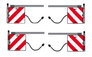 Rhiwa Quality longueur/largeur panneau de marquage - set arrière/avant - gauche/droite - rabattable - avec LED