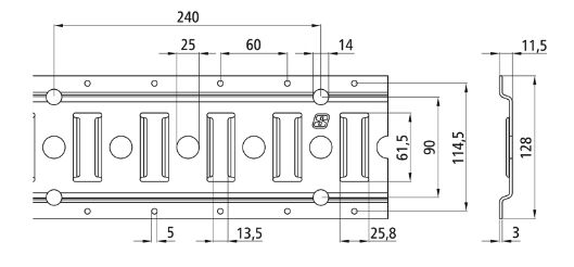 Rhiwa Quality ankerrail - spleet-gat-spleet Ø 25 mm - 3000 mm - verzinkt