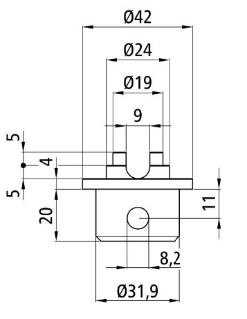 Rhiwa Quality bouchon d'extrémité pour barre de charge Ø 42 mm - Combitap 19/24 mm avec fente - galvanisé