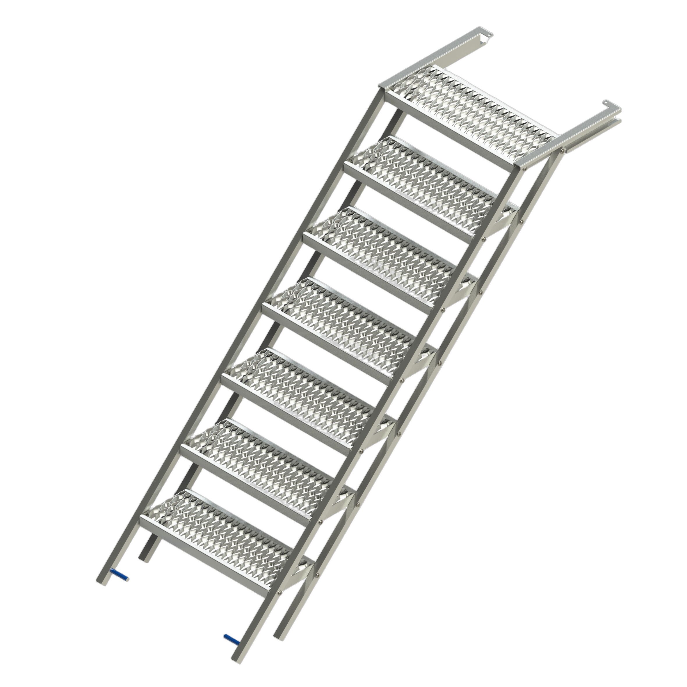 PWP escalier extensible – 7 marches – 2470 x 825 mm (L xl) – galvanisé à chaud