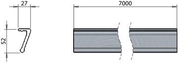 Pommier security profile - length 7 meter - for support bracket meat hook tube - aluminum