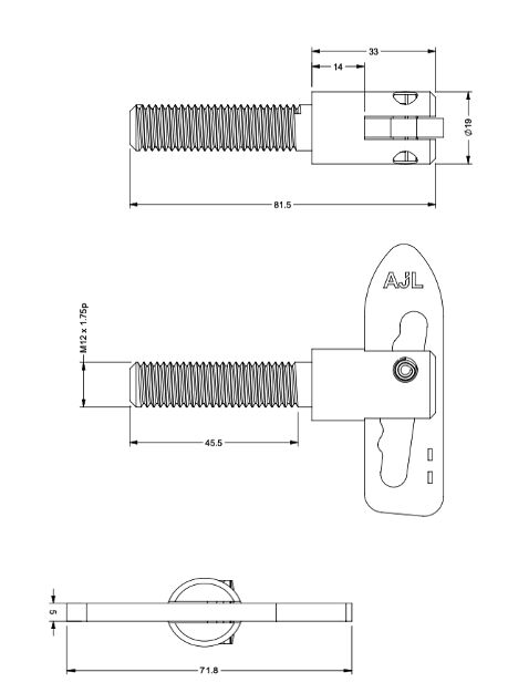 Rhiwa Quality tuimelsluiting - M12 x 47 mm - klembereik 14 mm - verzinkt