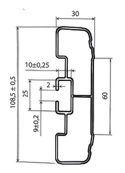 Pommier zijbeschermingsplank 3200 x 30 x 108,5 mm - geanodiseerd aluminium