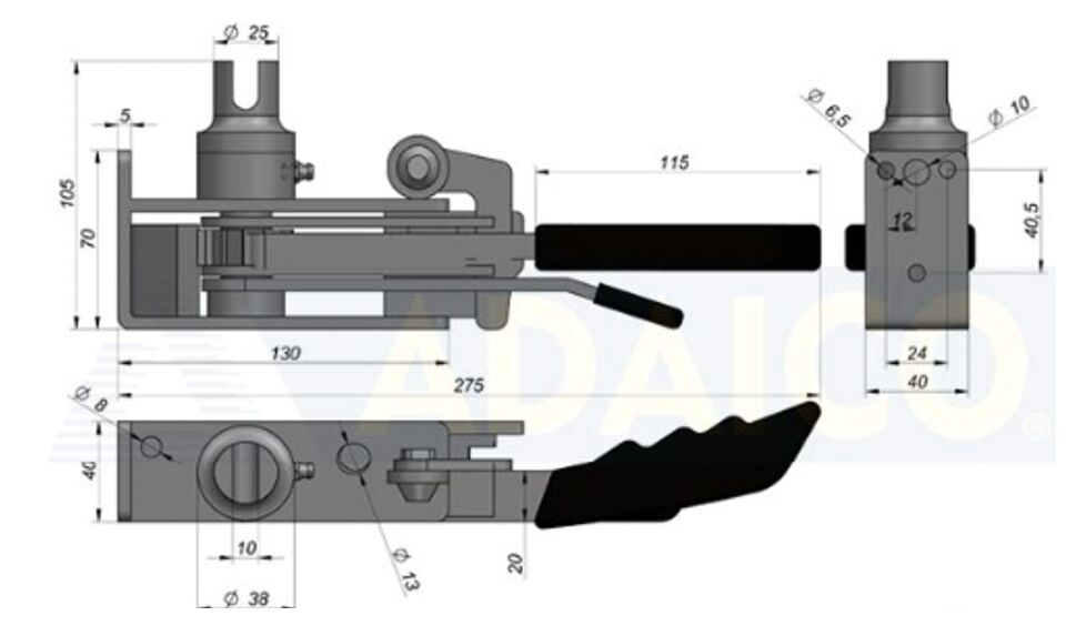 Rhiwa Quality tension ratchet 40 mm - right - bridge connection