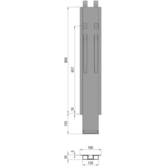 Kinnegrip montant central K20 - 800 mm - TIR - avec logement - KTL