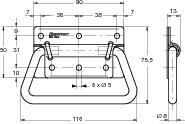 Pommier handgreep opbouw - lengte 116 mm - klapbaar - RVS