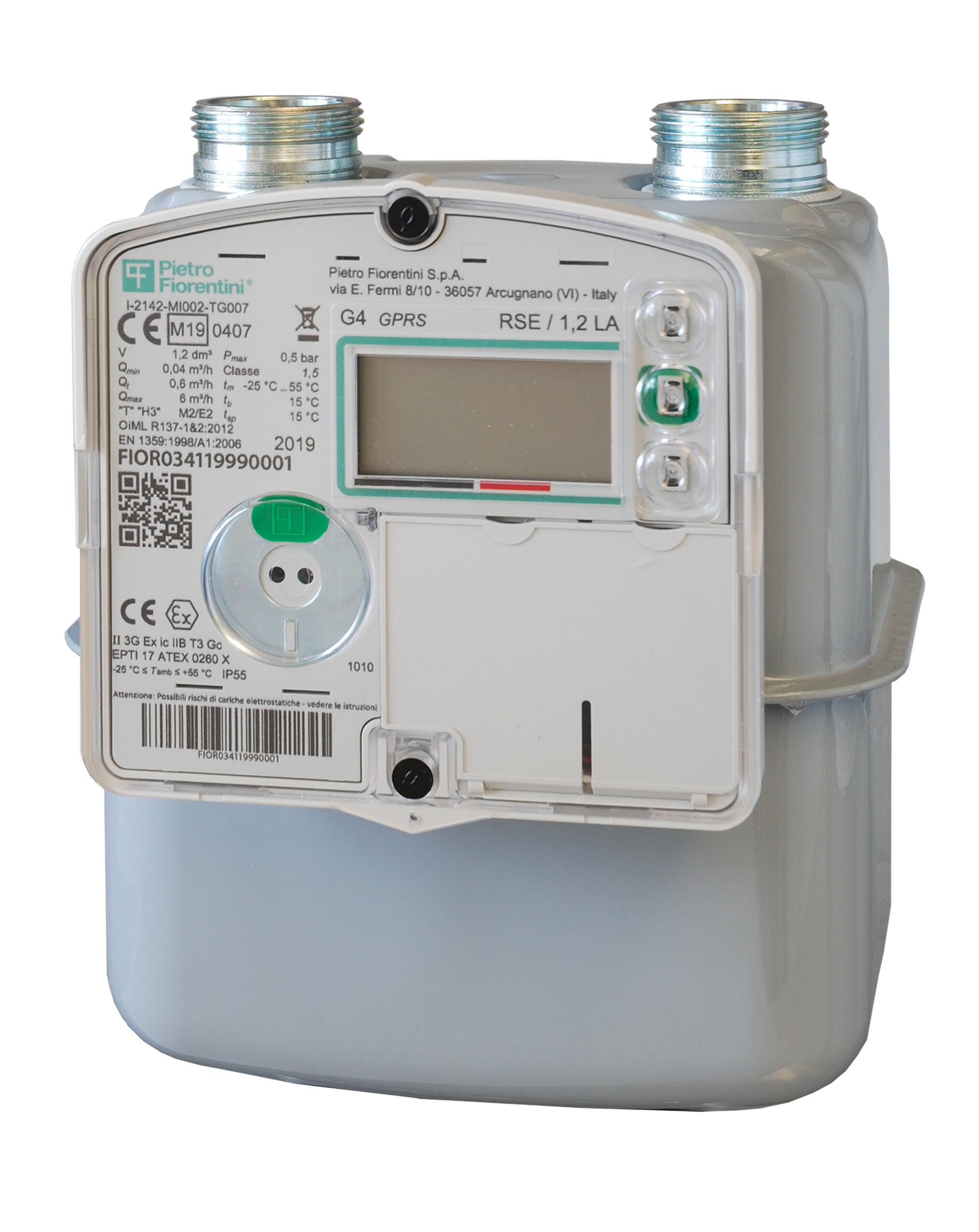 Pietro Fiorentini smart diaphragm gas meter G2,5-RSE 1,2L 2-pipe 110 mm with Nb-lot