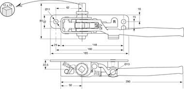 Pommier tension ratchet 40 mm - right - square connection - galvanised