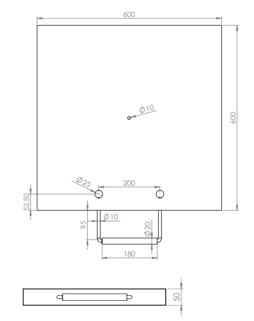 Rhiwa Quality plaque de frappe 600 x 600 x 50 mm