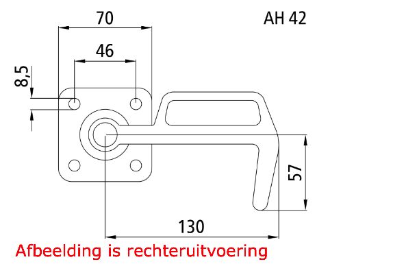 Rhiwa Quality hook no. 1 - left - with bracket - zinc-plated