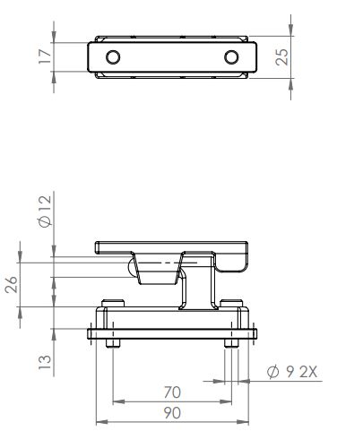 Rhiwa Quality side board hinge set 90 x 25 mm - zinc-plated