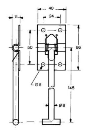 Pommier deurhaak 145 mm - voor houder 1332367 - verzinkt