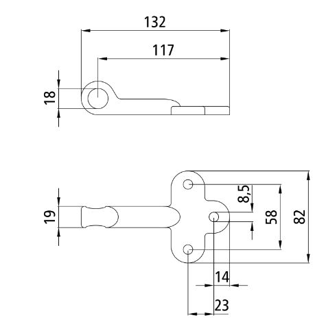 Rhiwa Quality bolt-on eye - for hook nr. 2 - zinc-plated