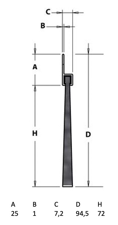 Pommier deurborstel 2000 x 94,5 mm - aluminium - met nylon borstel