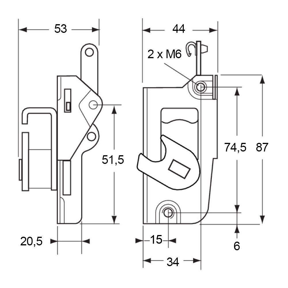 Pommier car door lock recessed - left - for handle 1211050
