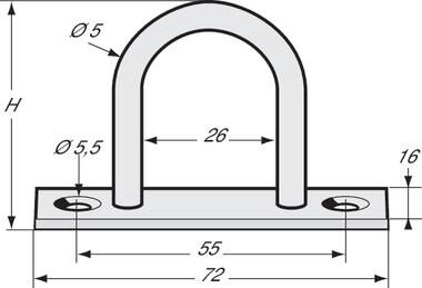 Pommier zeiloog half rond - hoog 38 mm uitwendig - verzinkt - per 100 stuks